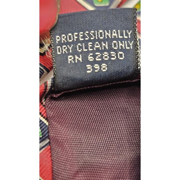 Vintage Lands End Men's Tie Red Green Geometric Print 3.5 X 60 - Picture 7 of 7